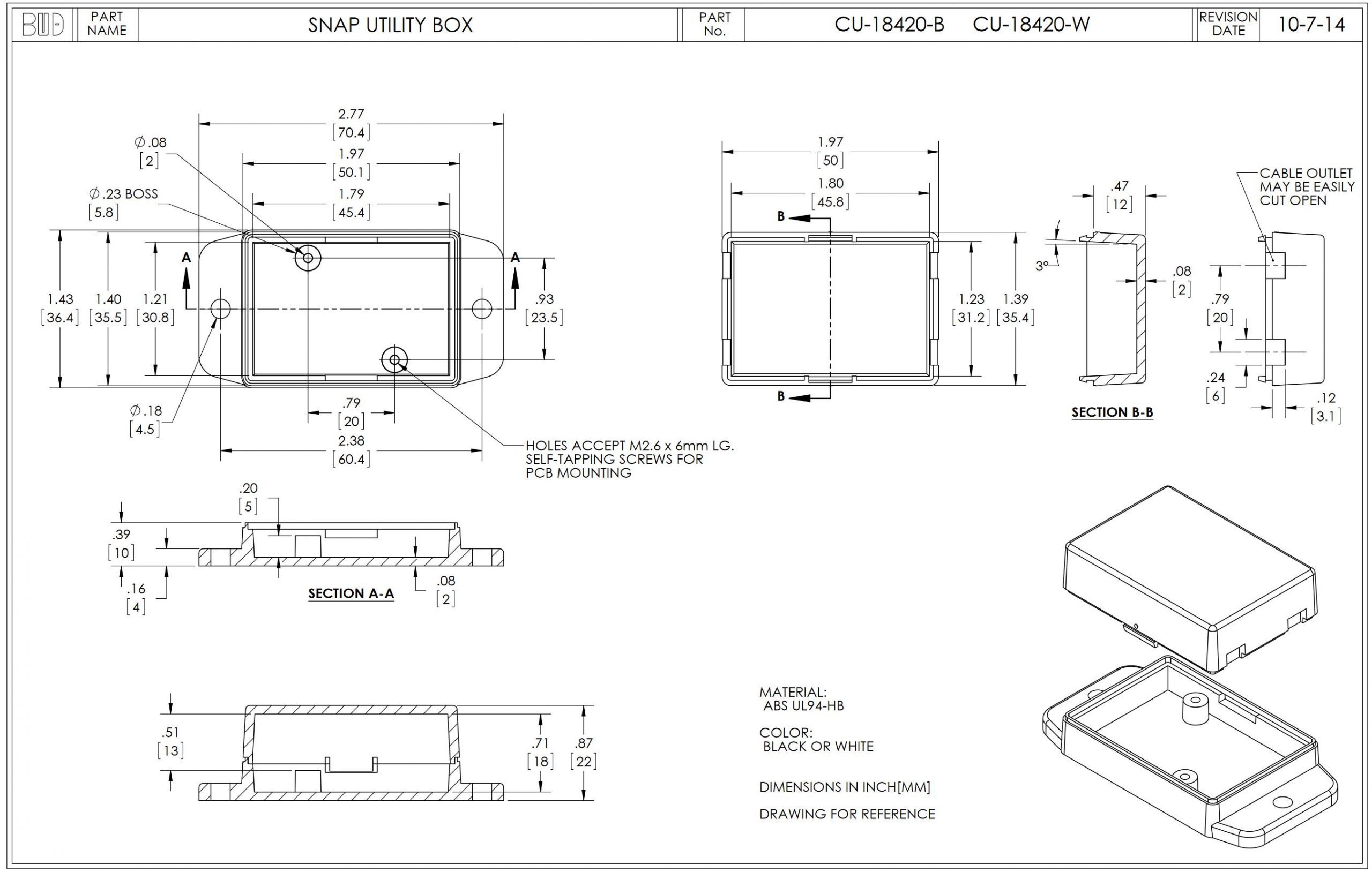 Snap Utility Box Black CU-18420-B - Bud Industries