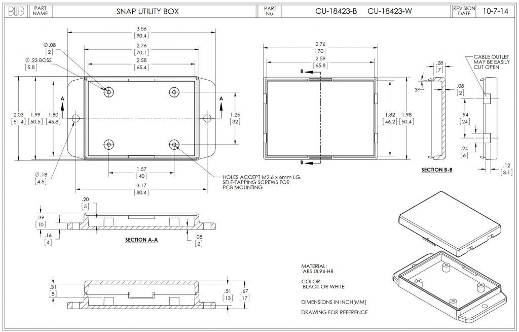 Snap Utility Box Black CU-18423-B - Bud Industries