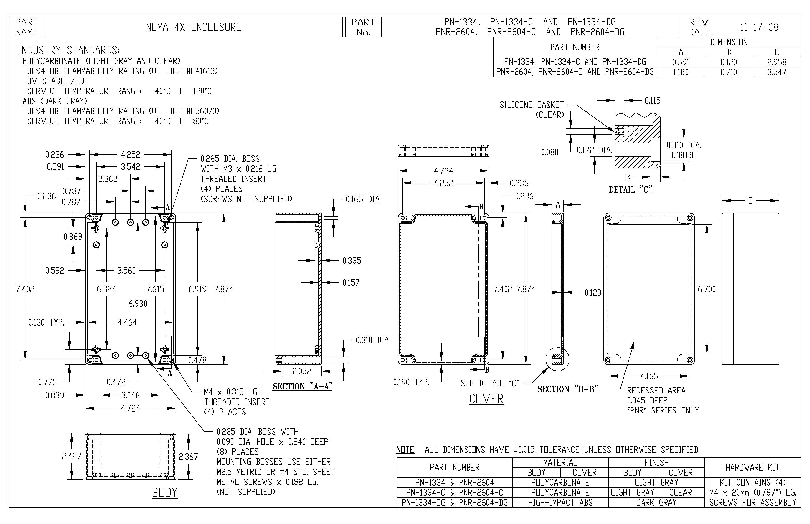 IP65 NEMA 4X Box PN1334 Bud Industries