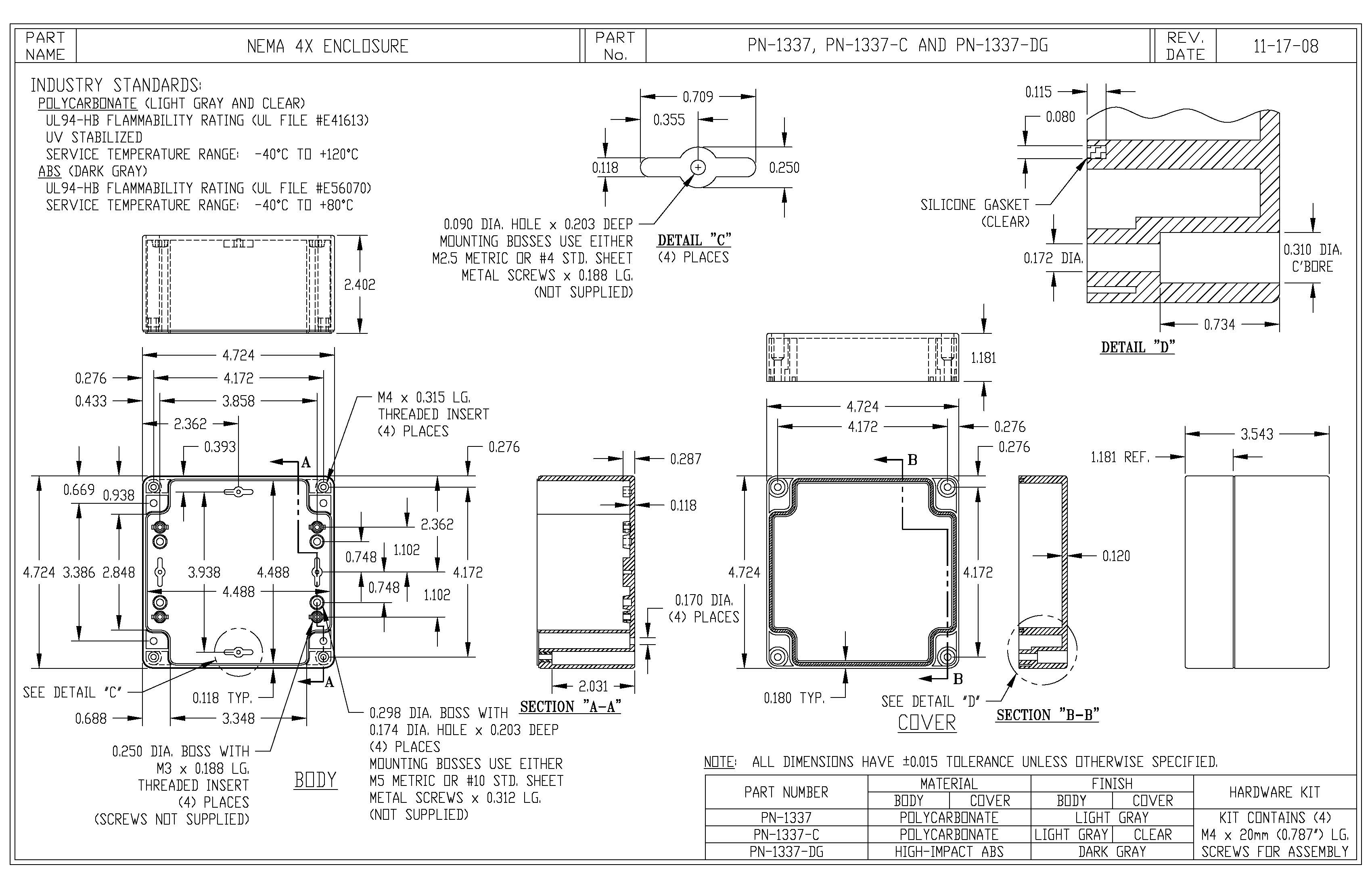IP65 NEMA 4X Box PN1337 Bud Industries