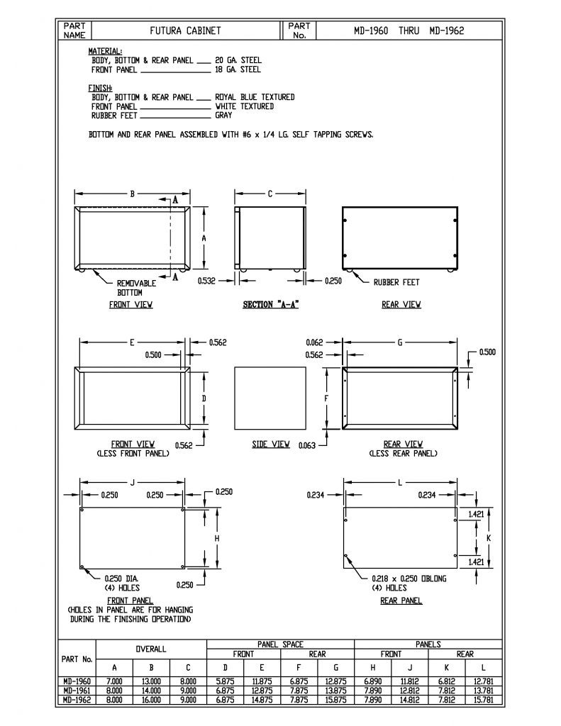 MD-1962 Dimensions