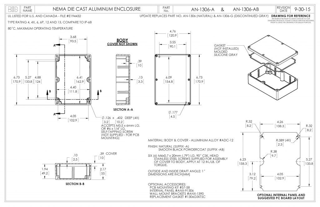 AN-1306-AB Dimensions