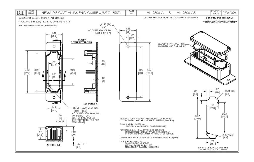 AN-2800-AB Dimensions