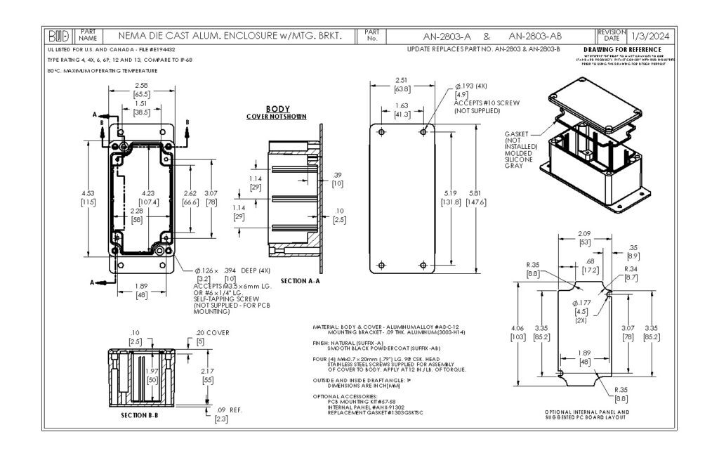 AN-2803-AB Dimensions