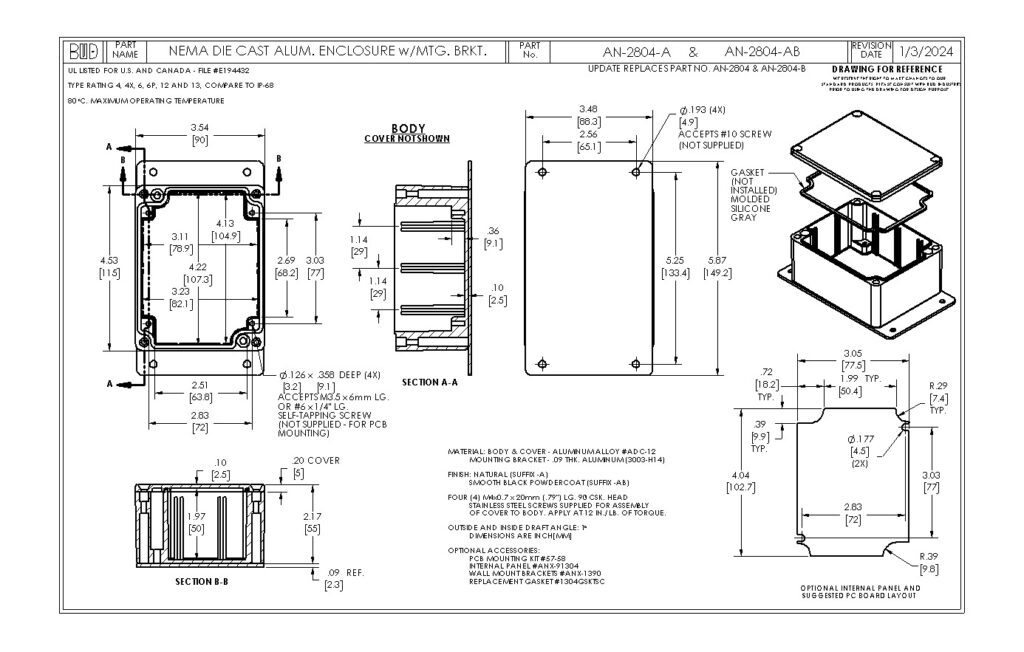 AN-2804-AB Dimensions
