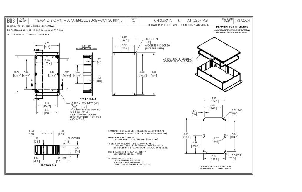 AN-2807-AB Dimensions