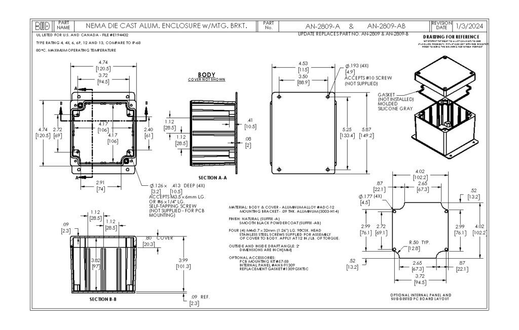 AN-2809-AB Dimensions