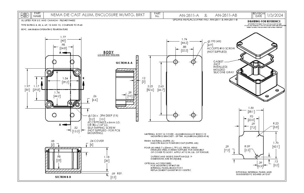 AN-2811-AB Dimensions