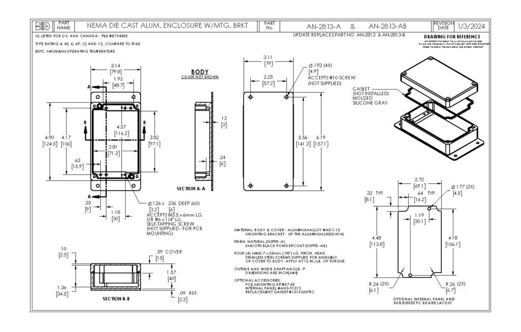 AN-2813-A Dimensions