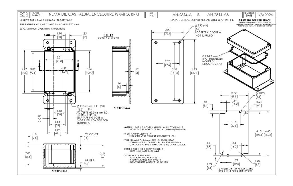 AN-2814-AB Dimensions