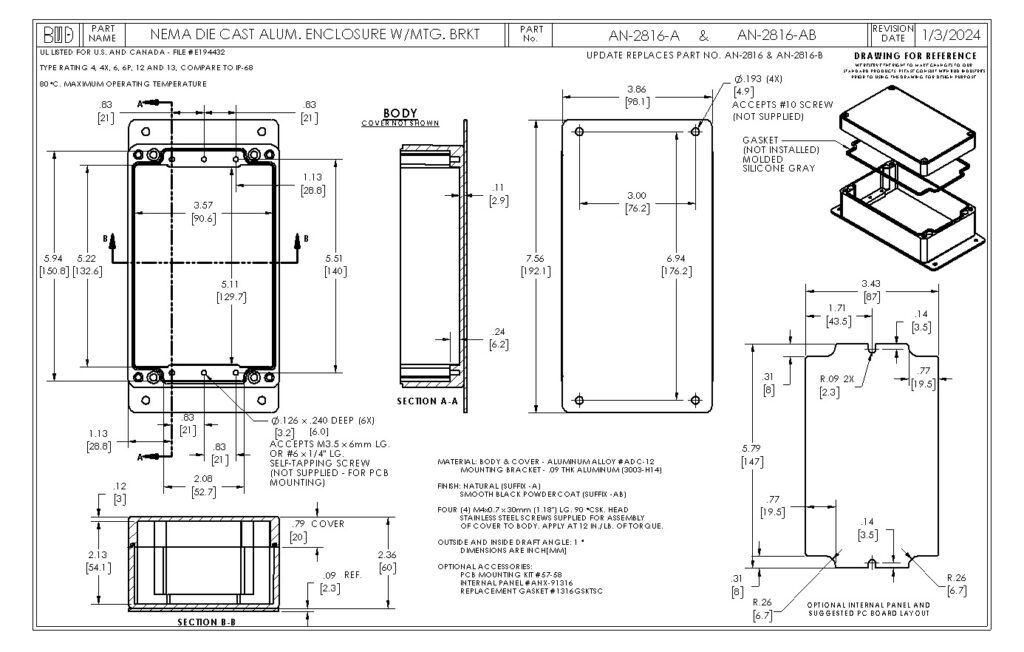 AN-2816-AB Dimensions