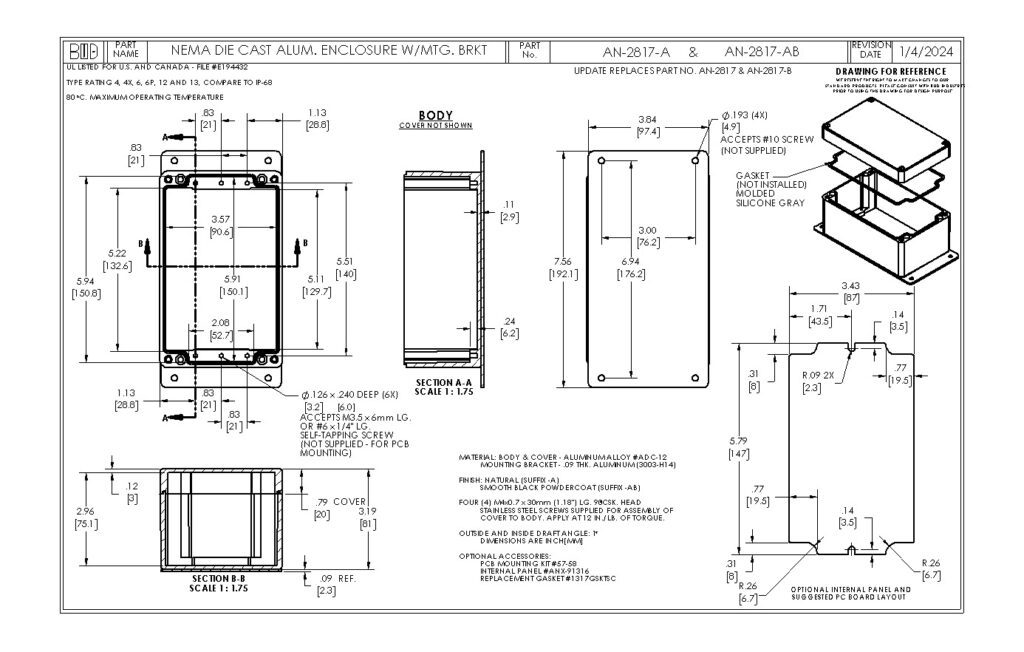 AN-2817-AB Dimensions