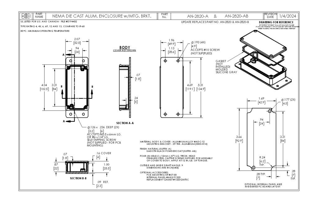 AN-2820-A Dimensions