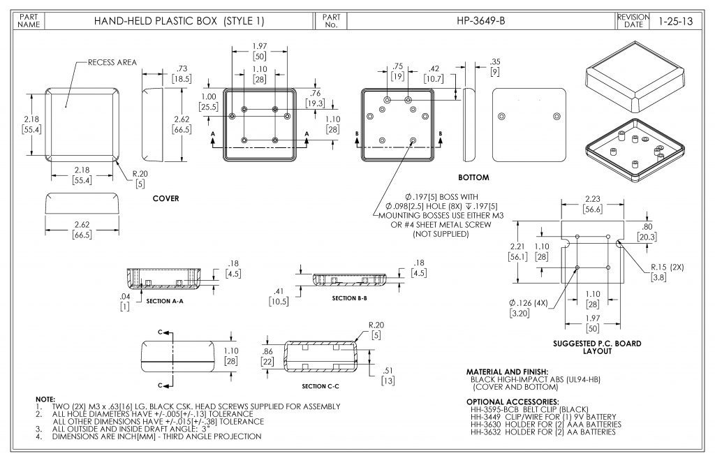 HP-3649-B Dimensions