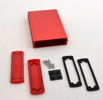 Extruded Aluminum Enclosure Red with Plastic Cover EXN-23355-RDP
