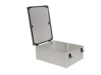 Fiberglass Box with Self-Locking Latch and Clear Cover PTH-22760-LC open