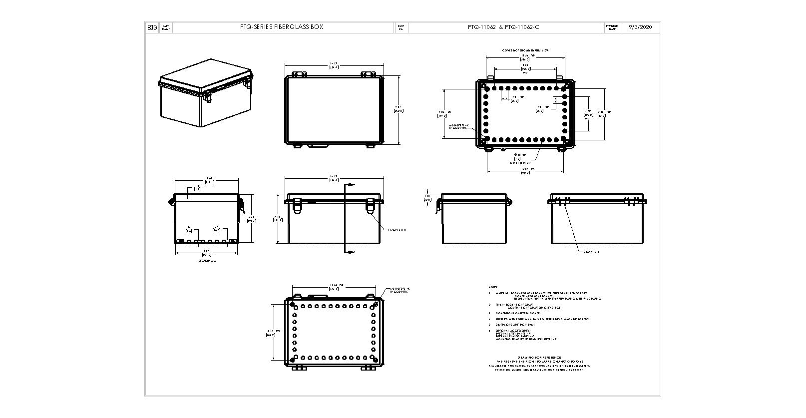 Fiberglass Box with Stainless Steel Latch PTQ-11062 - Bud Industries