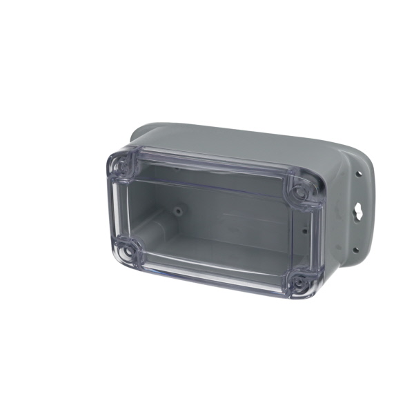 IP68/NEMA 6P Plastic Enclosure with Mounting Flanges and Clear Cover PU-16533-C