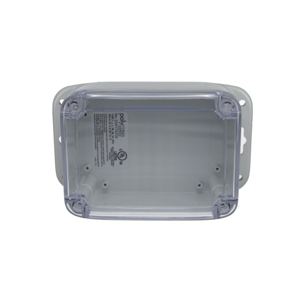 IP68/NEMA 6P Plastic Enclosure with Mounting Flanges and Clear Cover PU-16536-C