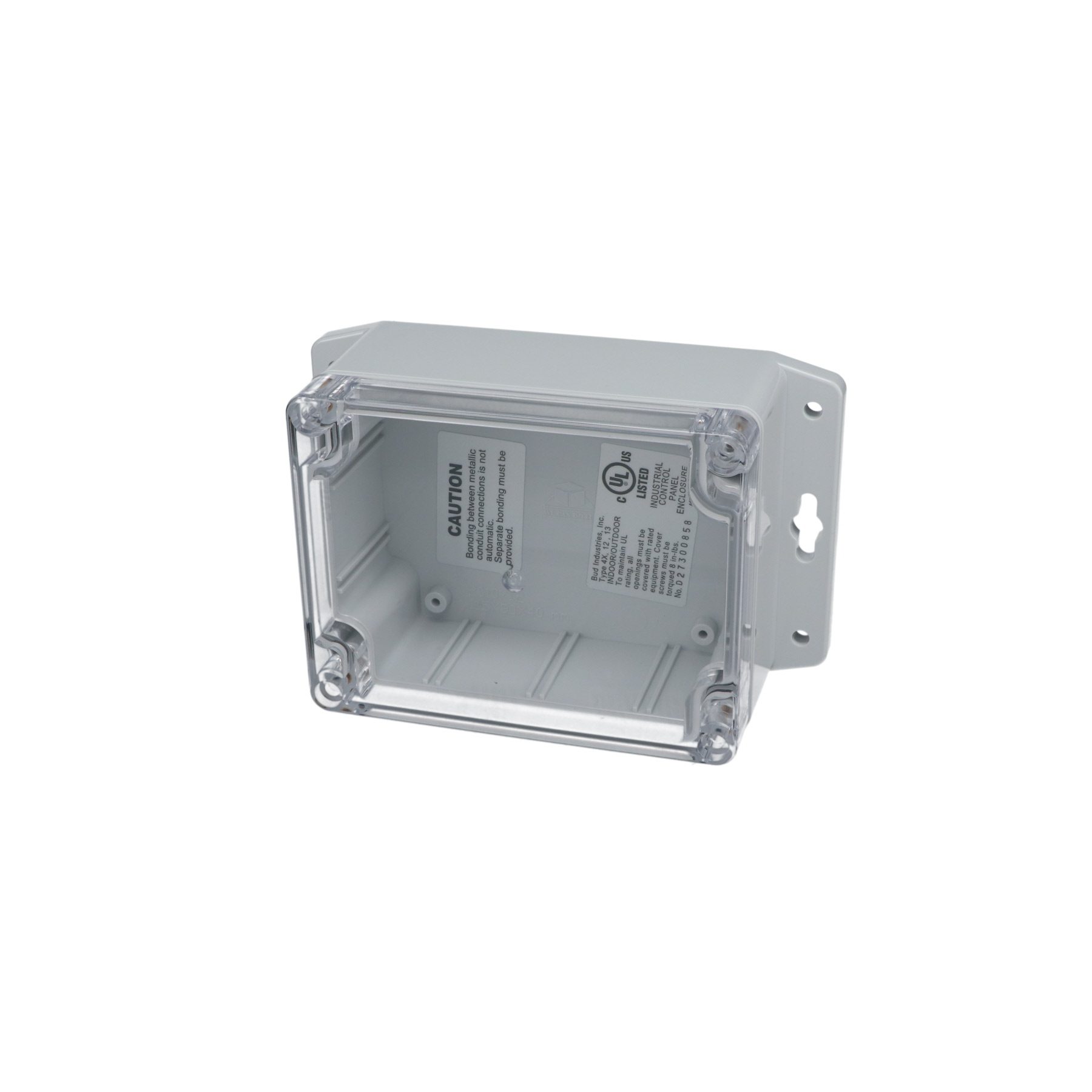 IP65 NEMA 4X Box with Clear Cover and Mounting Brackets PN-1323-CMB