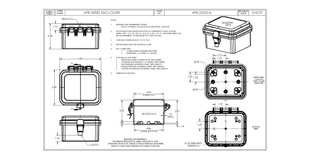 HPB-35203-B Dimensions