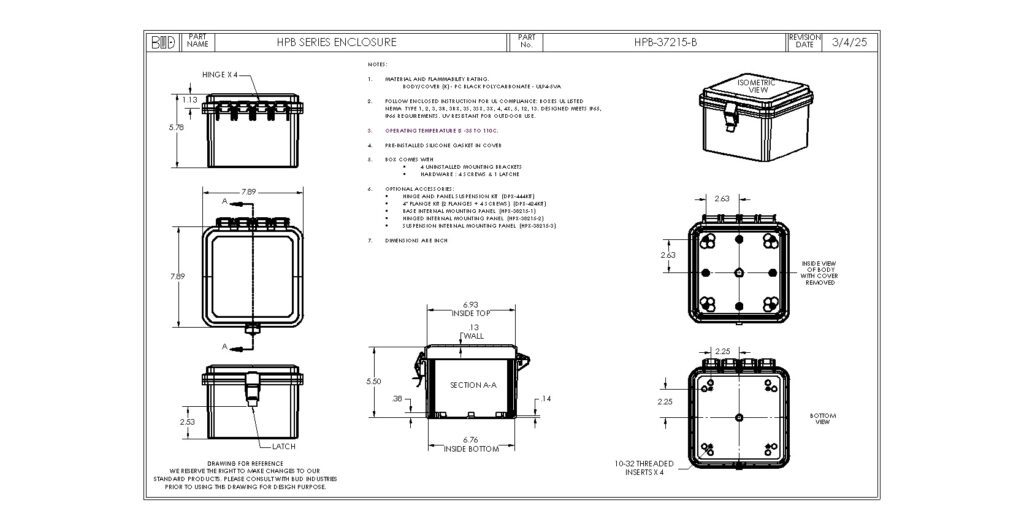 HPB-37215-B Dimensions