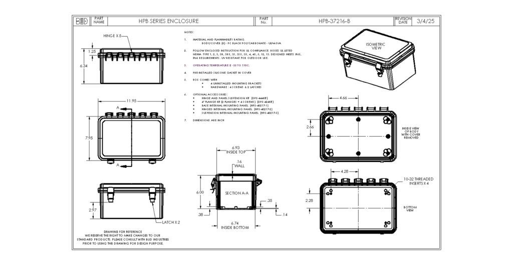 HPB-37216-B Dimensions
