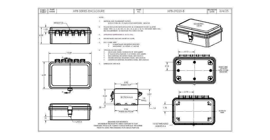 HPB-39220-B Dimensions