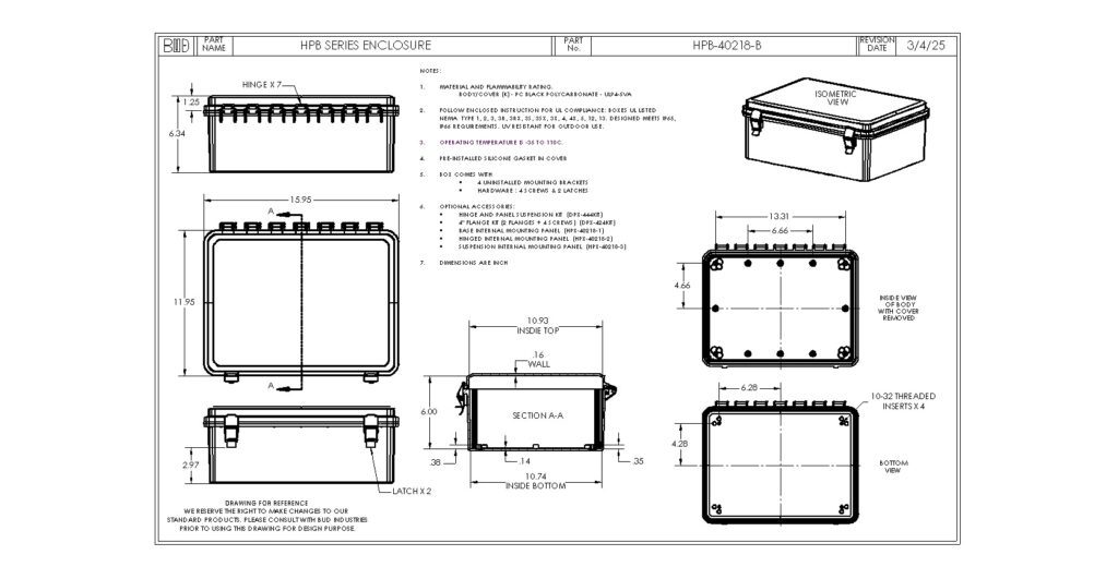 HPB-40218-B Dimensions