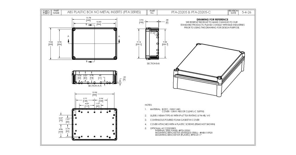 PTA-23205 Dimensions