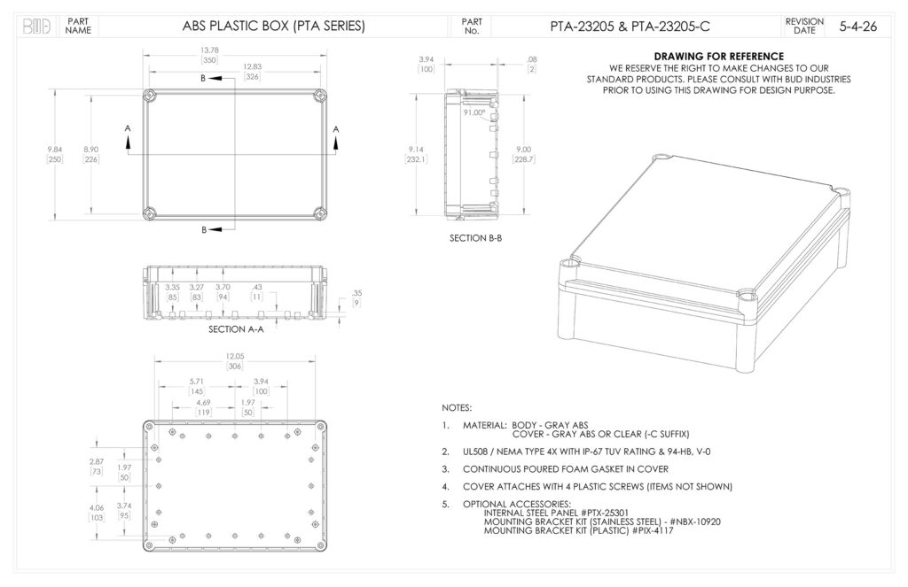 PTA-23205 Dimensions