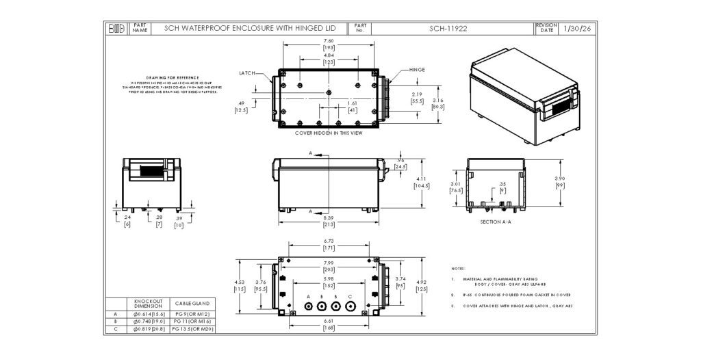 SCH-11922-C Dimensions