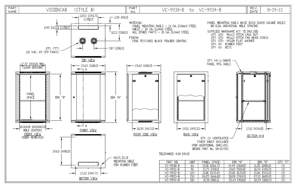 VC-9933-B Dimensions